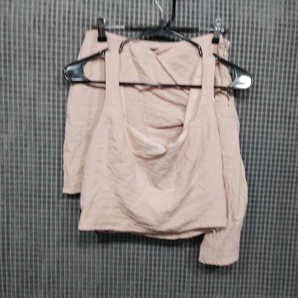Forever 21 Womens 2 Piece Set Crop Top Mini Skirt Draped O-Ring Medium Pink